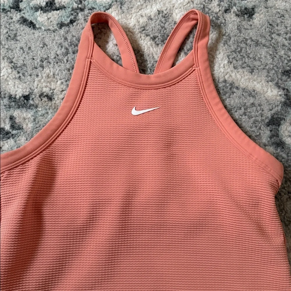 Nike Girls’ High Neck Waffle Textured Tank Top in Apricot - Picture 2 of 7